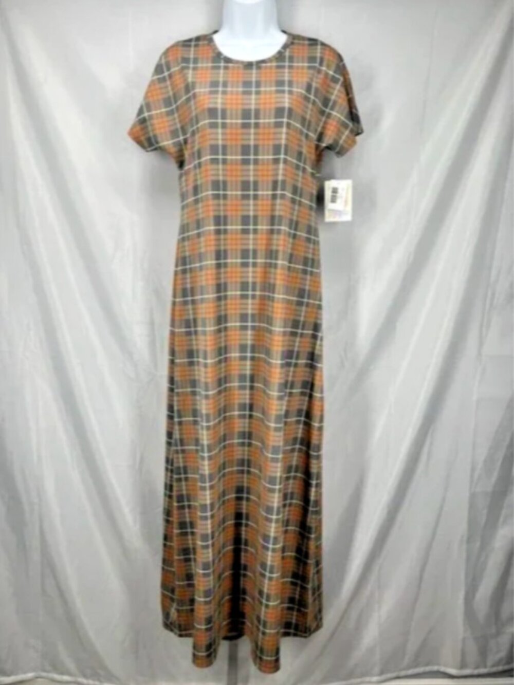 LuLaRoe Maria Plaid Maxi Dress Womens XS Cap Sleeve Stretch New with tags